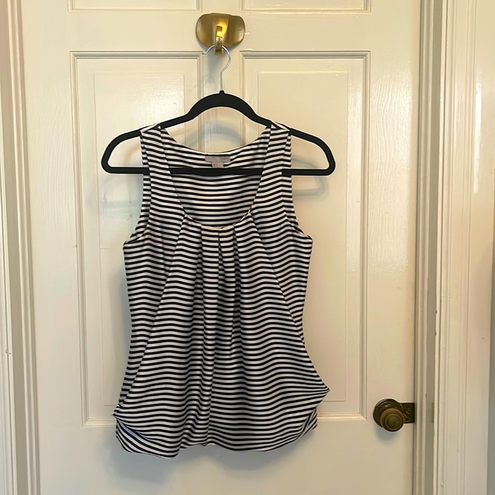 H&M Pleated Sailor Stripe Sleeveless Blouse, Size 4.